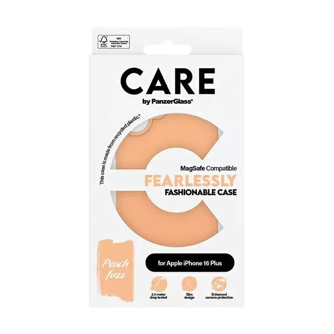 Etui CARE by PanzerGlass Fashion iPhone 16 Plus brzoskwiniowy MagSafe