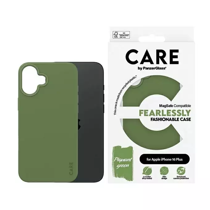 Etui CARE by PanzerGlass Fashion iPhone 16 Plus zielony MagSafe