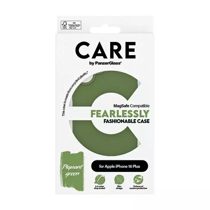 Etui CARE by PanzerGlass Fashion iPhone 16 Plus zielony MagSafe