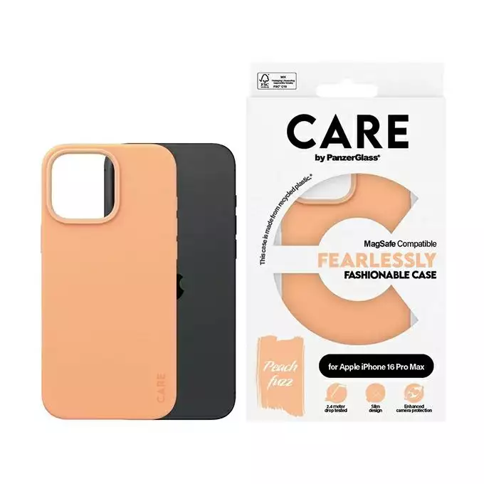 Etui CARE by PanzerGlass Fashion iPhone 16 Pro Max brzoskwiniowy MagSafe