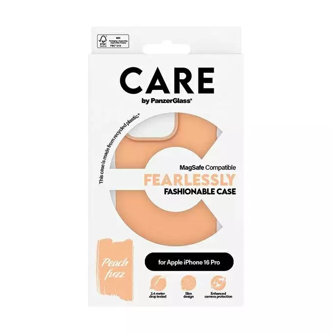 Etui CARE by PanzerGlass Fashion iPhone 16 Pro brzoskwiniowy MagSafe