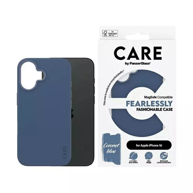 Etui CARE by PanzerGlass Fashion iPhone 16 niebieski MagSafe