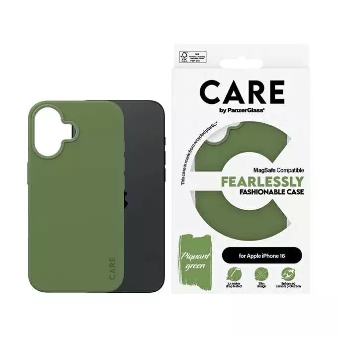 Etui CARE by PanzerGlass Fashion iPhone 16 zielony MagSafe