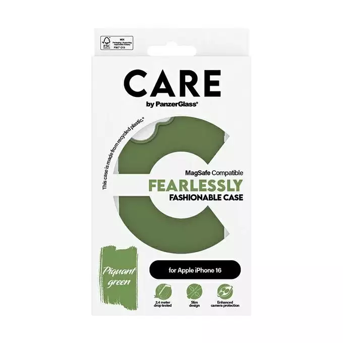 Etui CARE by PanzerGlass Fashion iPhone 16 zielony MagSafe