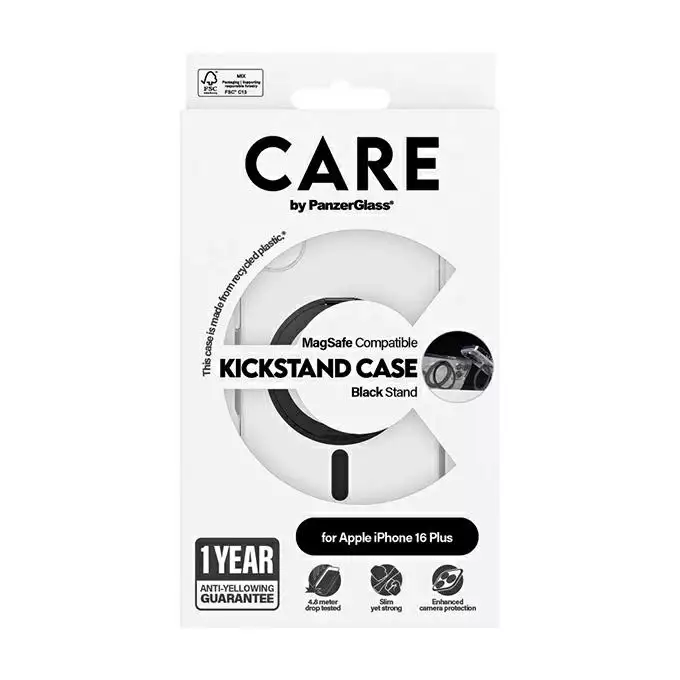 Etui CARE by PanzerGlass Feature Kickstand iPhone 16 Plus czarny MagSafe