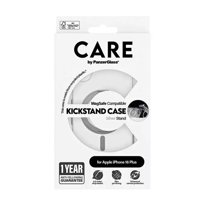 Etui CARE by PanzerGlass Feature Kickstand iPhone 16 Plus srebrny MagSafe