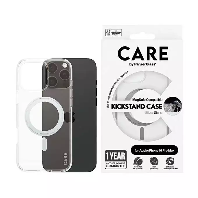 Etui CARE by PanzerGlass Feature Kickstand iPhone 16 Pro Max srebrny MagSafe