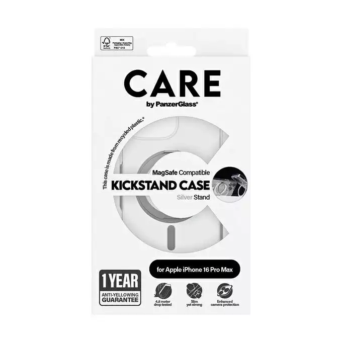 Etui CARE by PanzerGlass Feature Kickstand iPhone 16 Pro Max srebrny MagSafe