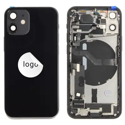 Klapka baterii (Pulled C) incl. small parts - Czarna; For iPhone 12 mini