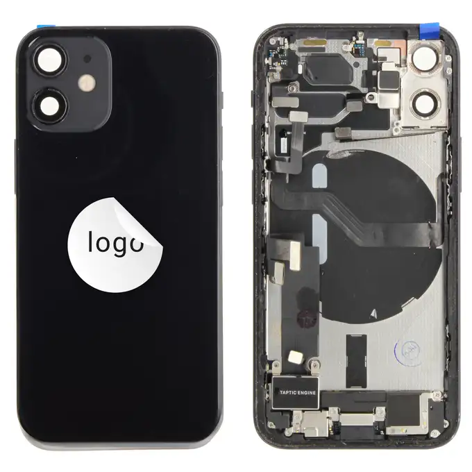 Klapka baterii (Pulled C) incl. small parts - Czarna; For iPhone 12 mini
