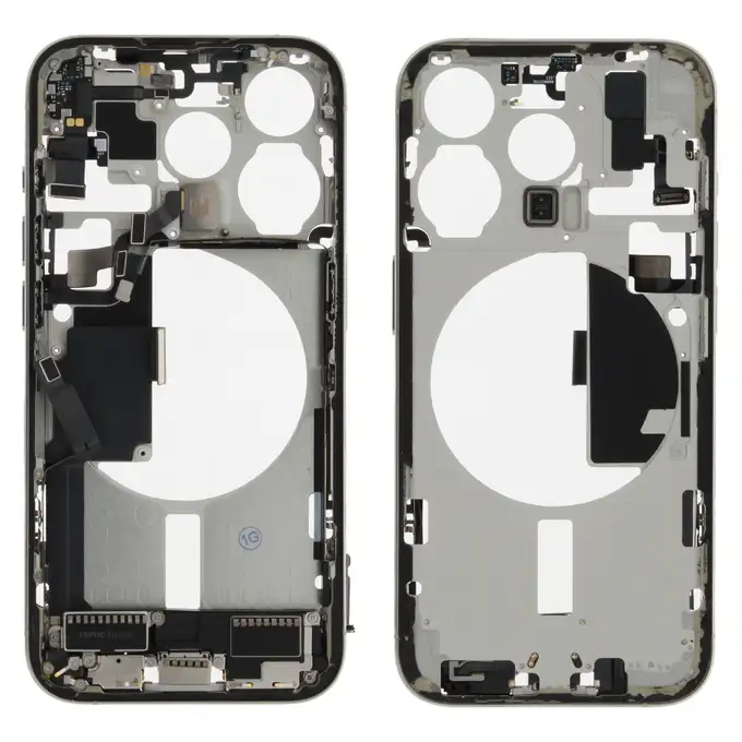 Korpus środkowy (Pulled C) incl. small parts - Biały; do iPhone 15 Pro