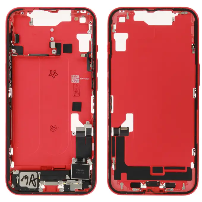 Korpus środkowy (Pulled C) incl. small parts - Czerwony; do iPhone 14