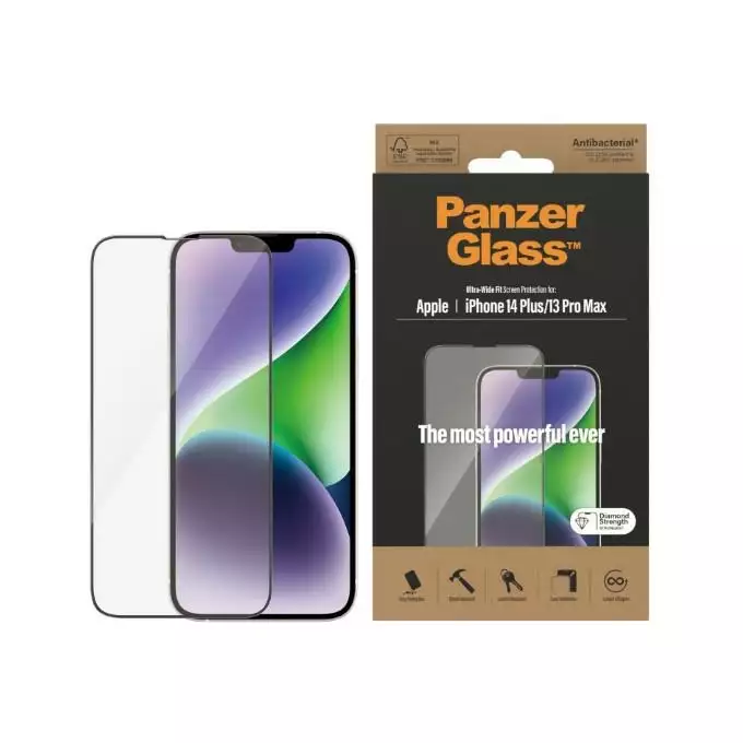 PanzerGlass Ultra-Wide Fit iPhone 14 Plus / 13 Pro Max 6,7&quot; Screen Protection Antibacterial 2773