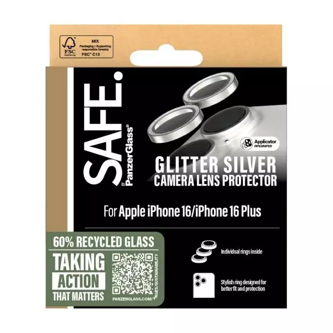 Szkło hartowane na obiektyw do iPhone 16  | 16 Plus SAFE by PanzerGlass srebrny