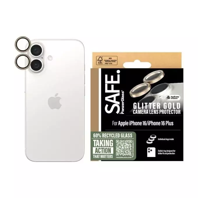 Szkło hartowane na obiektyw do iPhone 16  | 16 Plus SAFE by PanzerGlass złoty