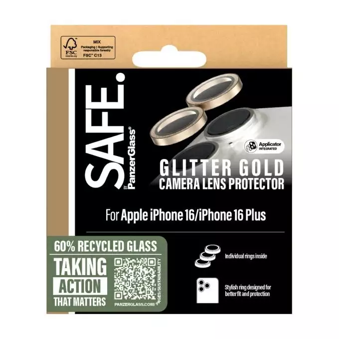 Szkło hartowane na obiektyw do iPhone 16  | 16 Plus SAFE by PanzerGlass złoty