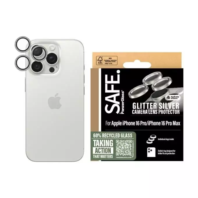 Szkło hartowane na obiektyw do iPhone 16 Pro  | 16 Pro Max SAFE by PanzerGlass srebrny