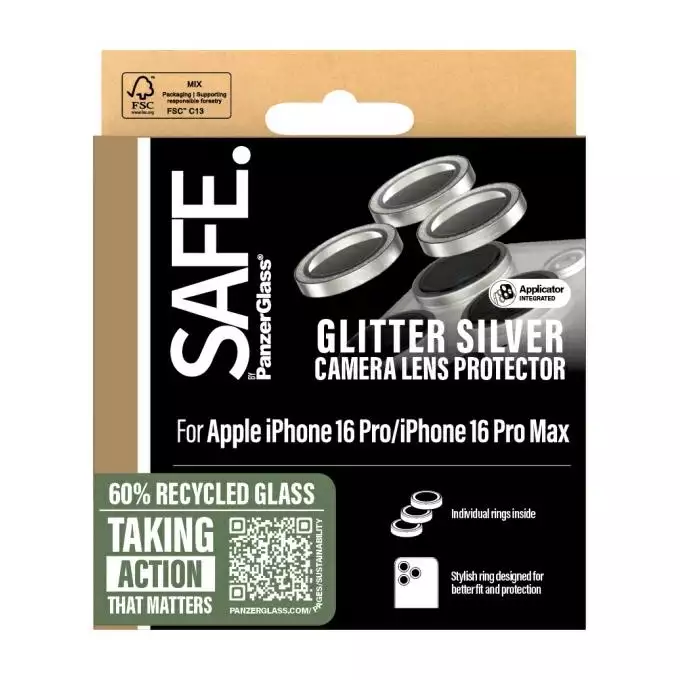 Szkło hartowane na obiektyw do iPhone 16 Pro  | 16 Pro Max SAFE by PanzerGlass srebrny