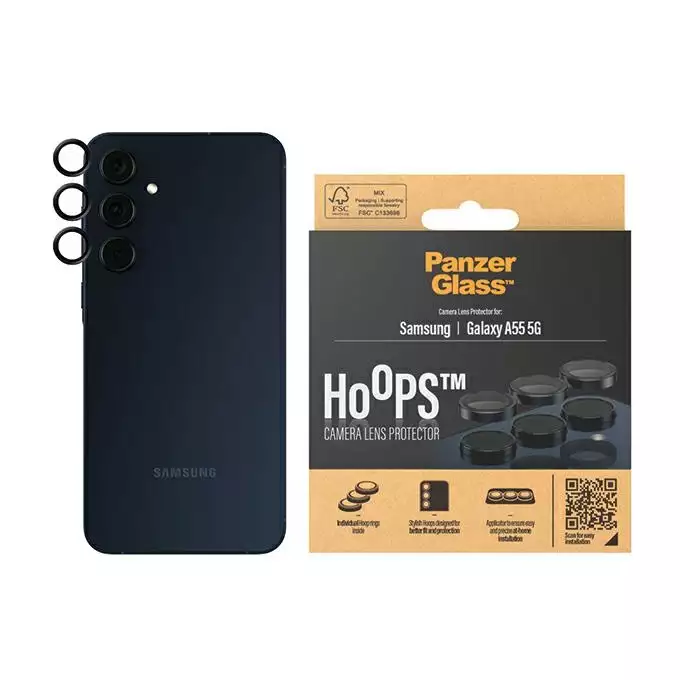 Szkło na obiektyw do Samsung A55 5G A556 PanzerGlass Hoops czarny