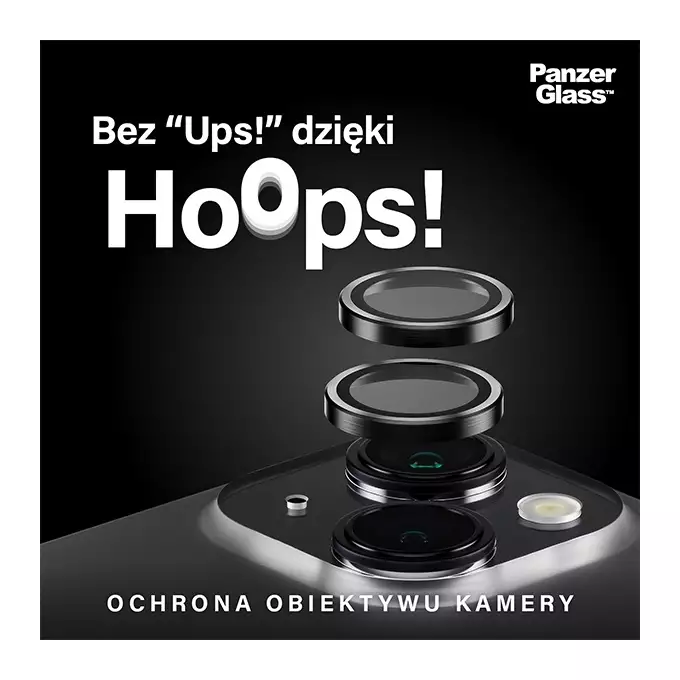 Szkło na obiektyw do iPhone 15 | 15 Plus PanzerGlass Hoops czarny