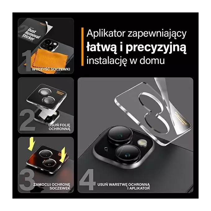 Szkło na obiektyw do iPhone 15 | 15 Plus PanzerGlass Hoops czarny