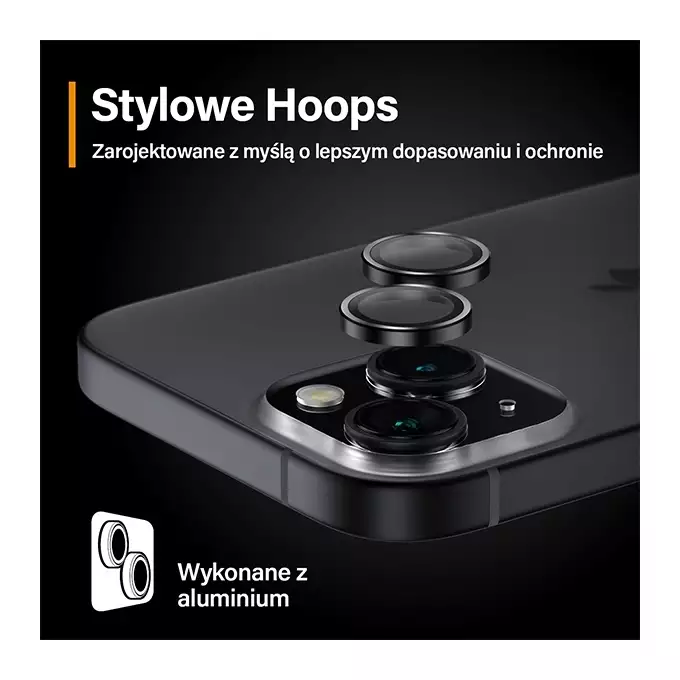 Szkło na obiektyw do iPhone 15 | 15 Plus PanzerGlass Hoops czarny