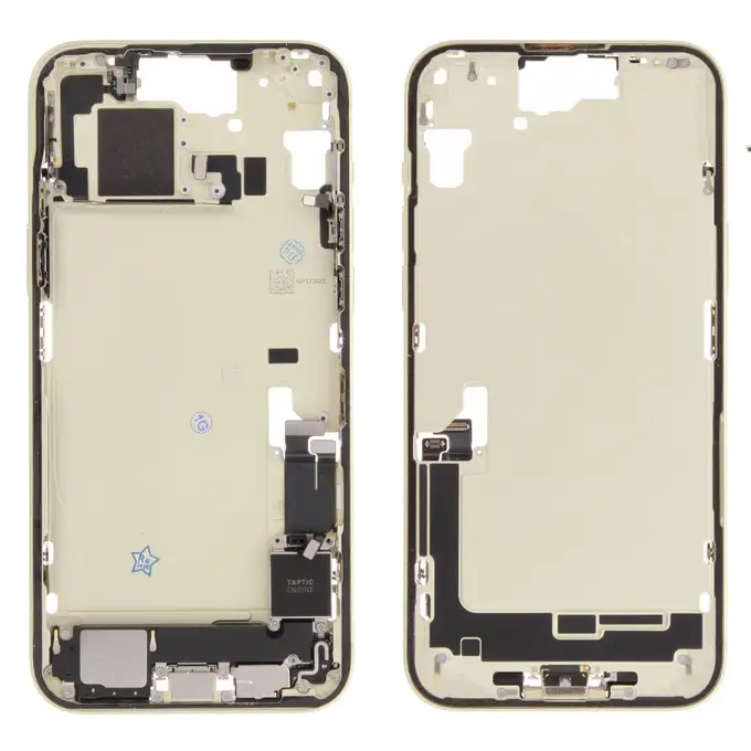 Korpus środkowy (Pulled A) incl. small parts - Żółty; do iPhone 15 Plus