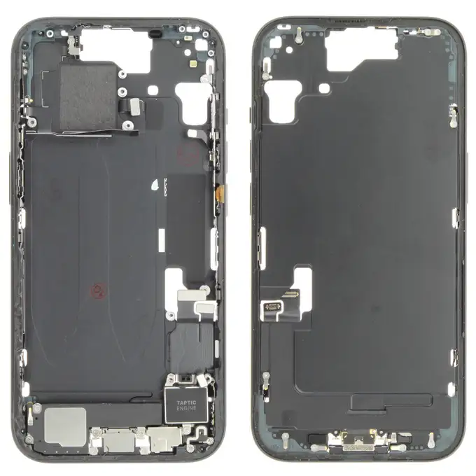 Korpus środkowy (Pulled C) incl. small parts - Czarny; do iPhone 15