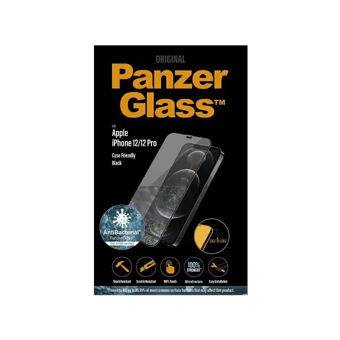 Szkło ochronne E2E Super+ do iPhone 12 / 12 Pro PanzerGlass, antybakteryjne MicroFracture