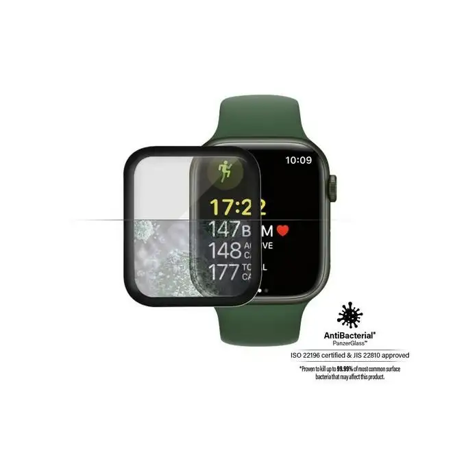 Szkło ochronne do Apple Watch 7 (41 mm) PanzerGlass Curved, antybakteryjne, czarne