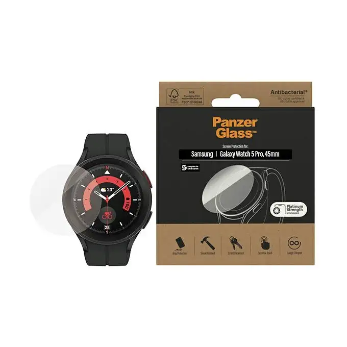 Szkło ochronne do Galaxy Watch Classic 5 Pro (45 mm) PanzerGlass, antybakteryjne