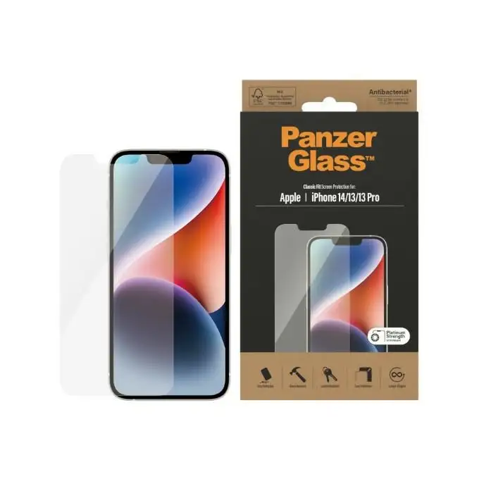 Szkło ochronne do iPhone 14 / 13 Pro / 13 PanzerGlass Classic Fit, antybakteryjne