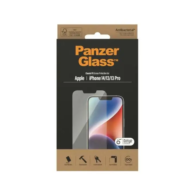 Szkło ochronne do iPhone 14 / 13 Pro / 13 PanzerGlass Classic Fit, antybakteryjne