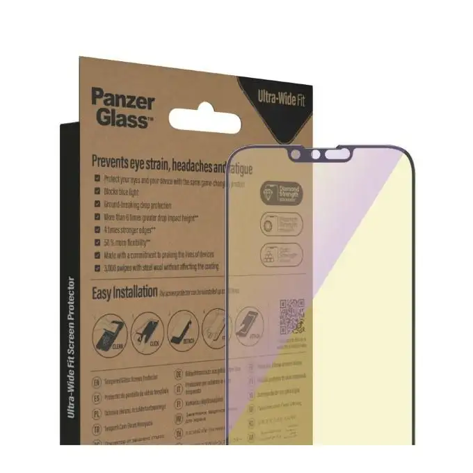 Szkło ochronne do iPhone 14 Plus / 13 Pro Max (6,7&quot;) PanzerGlass, antybakteryjne, filtr światła niebieskiego, z aplikatorem