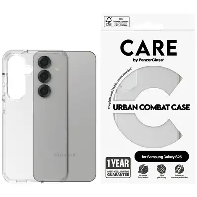 Etui do Samsung Galaxy S25 CARE by PanzerGlass Flagship Urban Combat, przezroczyste