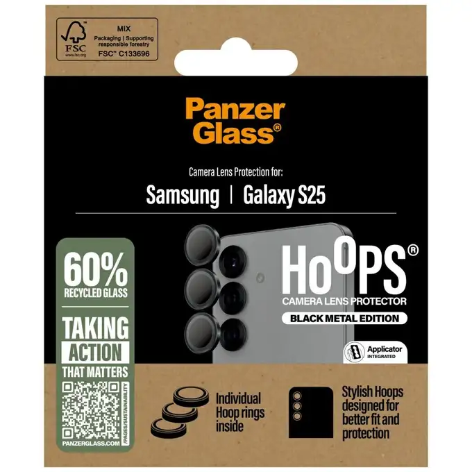 Osłona obiektywu Hoops do Samsung Galaxy S25 PanzerGlass, czarna