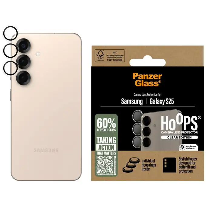 Osłona obiektywu Hoops do Samsung Galaxy S25 PanzerGlass, przezroczysta