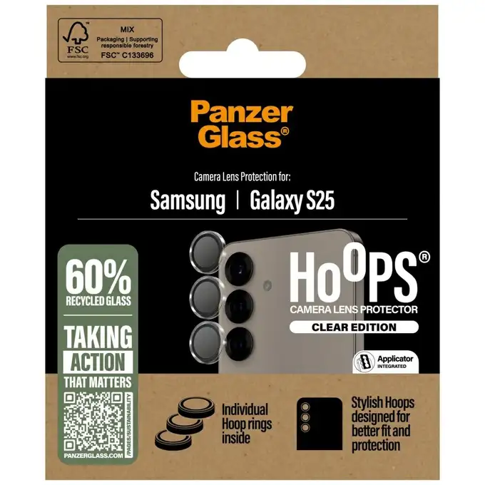 Osłona obiektywu Hoops do Samsung Galaxy S25 PanzerGlass, przezroczysta