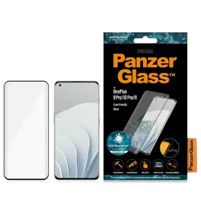 Szkło ochronne E2E Microfracture do OnePlus 9 Pro / 10 Pro / 11 PanzerGlass, Case Friendly, antybakteryjne, czarne