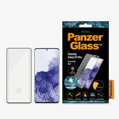 Szkło ochronne E2E Microfracture do Samsung S21 Ultra (G998) PanzerGlass, Case Friendly, FingerPrint, antybakteryjne, czarne