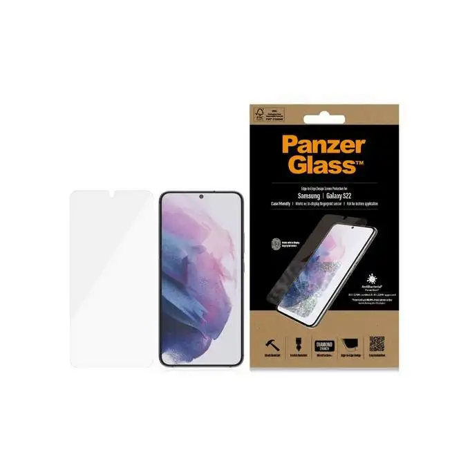 Szkło ochronne E2E Microfracture do Samsung S22 (G901) PanzerGlass, Case Friendly, antybakteryjne, czarne