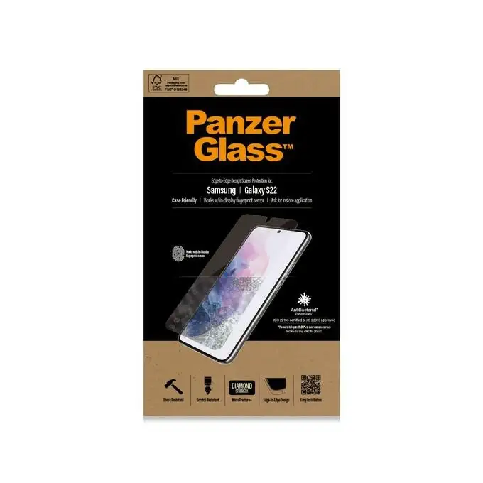 Szkło ochronne E2E Microfracture do Samsung S22 (G901) PanzerGlass, Case Friendly, antybakteryjne, czarne