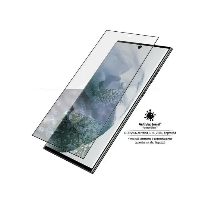 Szkło ochronne E2E Microfracture do Samsung S22 Ultra (G908) PanzerGlass, Case Friendly, antybakteryjne, czarne