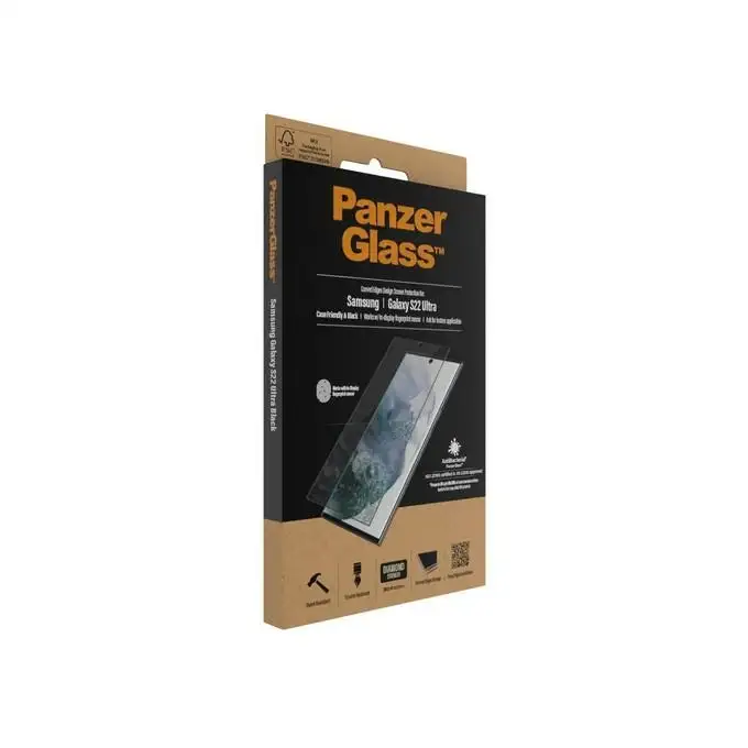 Szkło ochronne E2E Microfracture do Samsung S22 Ultra (G908) PanzerGlass, Case Friendly, antybakteryjne, czarne