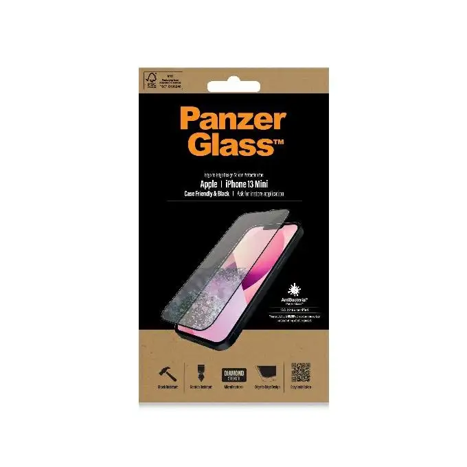 Szkło ochronne E2E Microfracture do iPhone 13 Mini PanzerGlass, Case Friendly, antybakteryjne, czarne