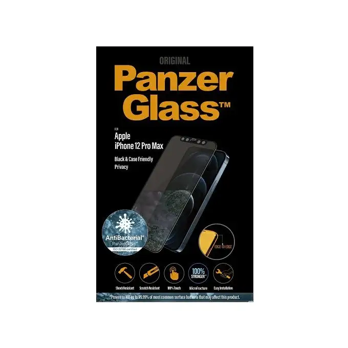 Szkło ochronne E2E Super+ do iPhone 12 Pro Max PanzerGlass, antybakteryjne Microfracture, Privacy