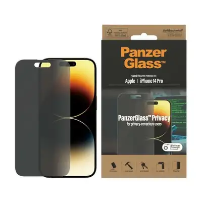 Szkło ochronne Privacy do iPhone 14 Pro PanzerGlass Classic Fit, antybakteryjne