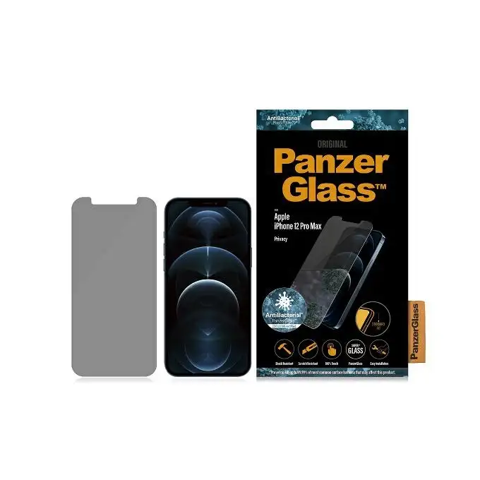 Szkło ochronne Standard Super+ do iPhone 12 Pro Max PanzerGlass, Privacy, antybakteryjne