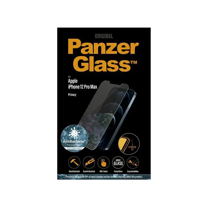 Szkło ochronne Standard Super+ do iPhone 12 Pro Max PanzerGlass, Privacy, antybakteryjne