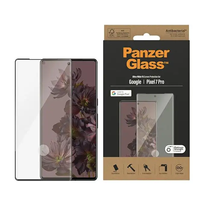 Szkło ochronne do Google Pixel 7 Pro PanzerGlass, antybakteryjne, czarne